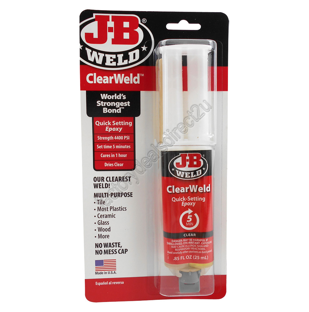 JB Weld Clear Weld Quick Setting Epoxy Glue Adhesive Syringe 50112 JB Weld