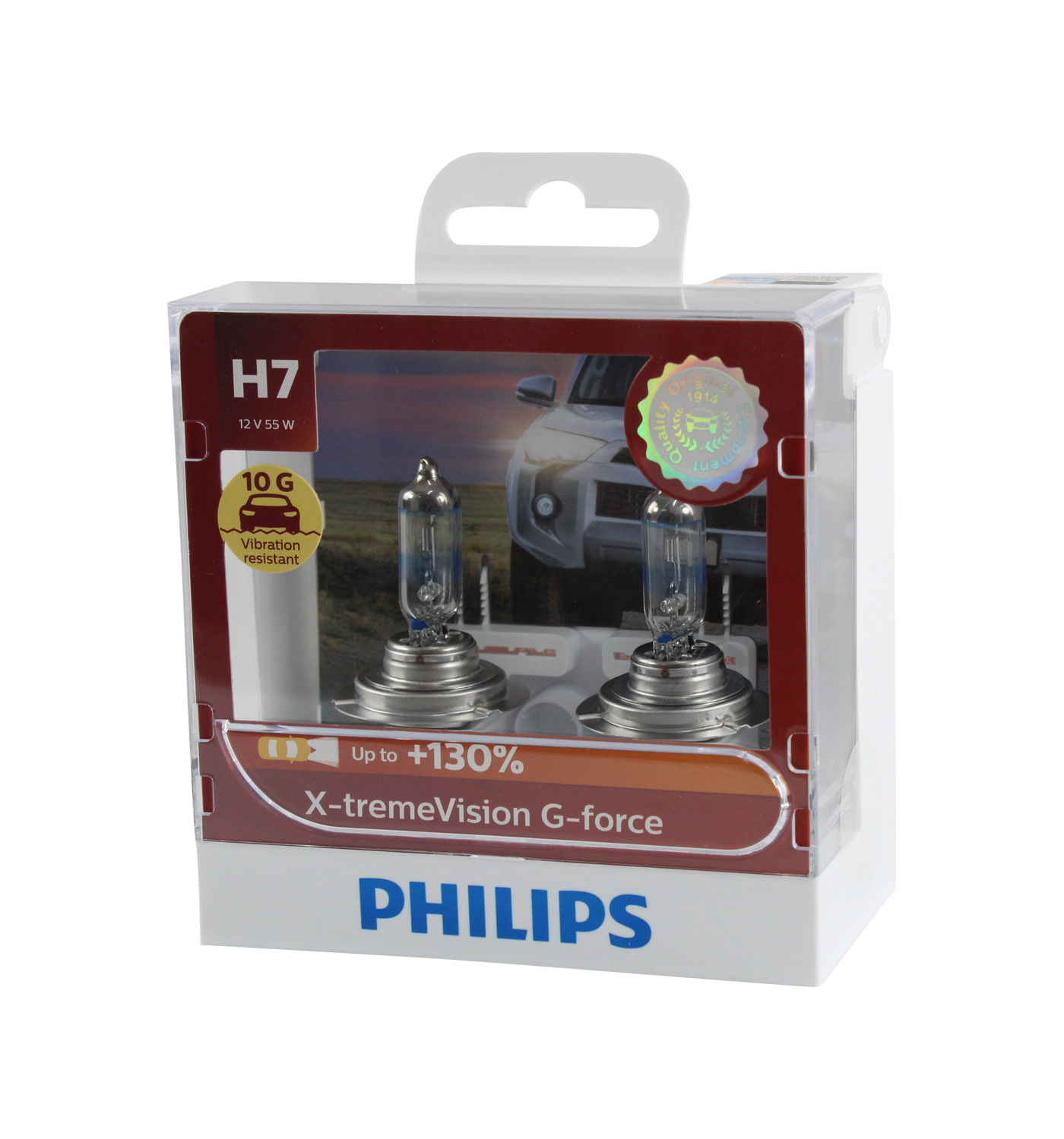 Genuine PHILIPS Extreme Vision G-Force H7 Globe 12V 55W - Twin Pack