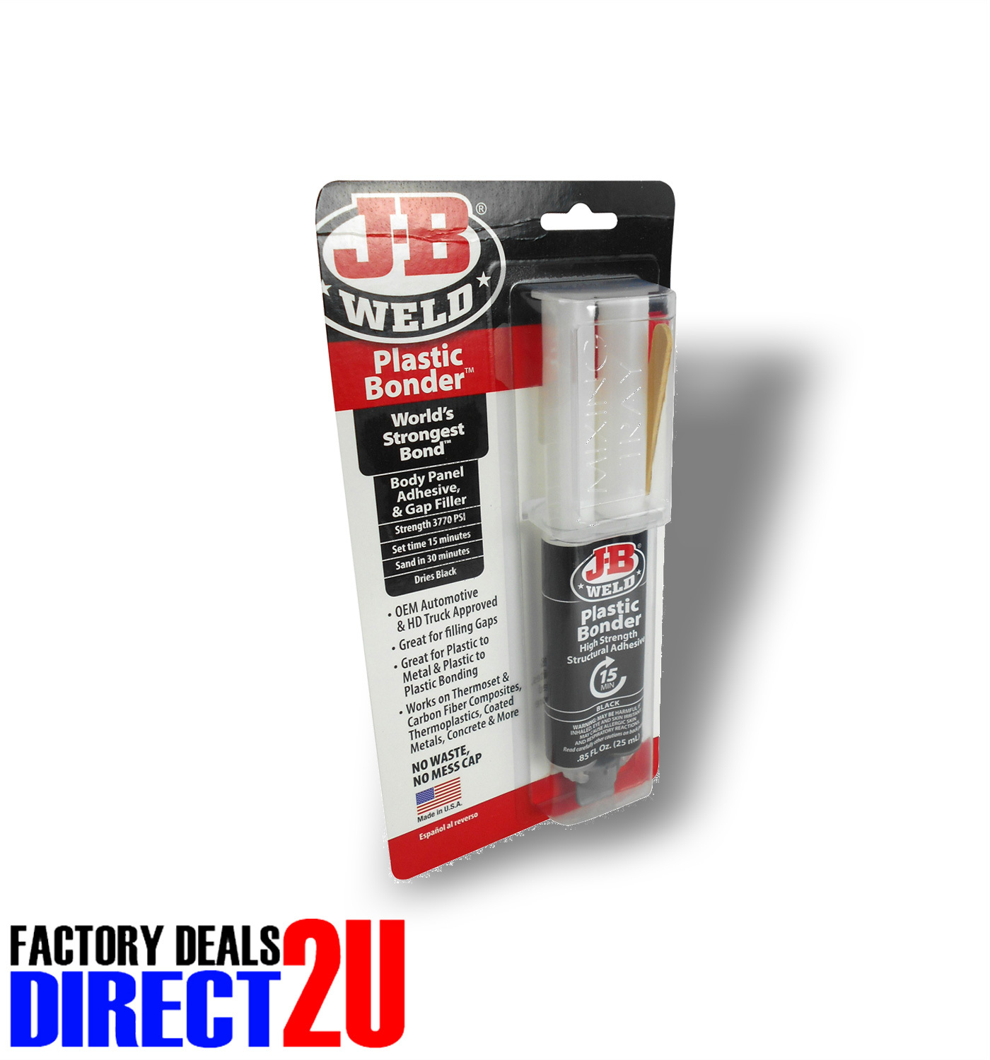 JB Weld Plastic Bonder Black Filler Adhesive Glue Syringe 50139 JB Weld