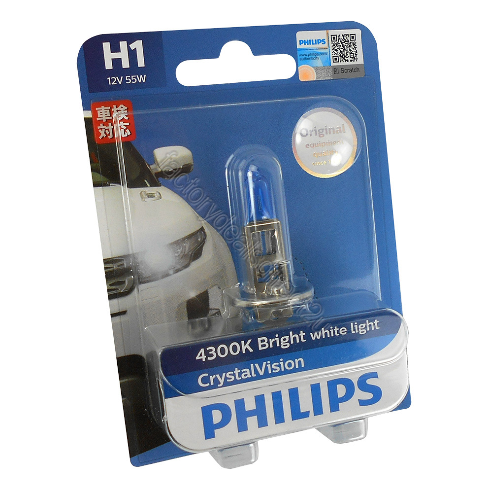 Genuine PHILIPS Crystal Vision Headlight Bulb  12V 55W P14.5S .