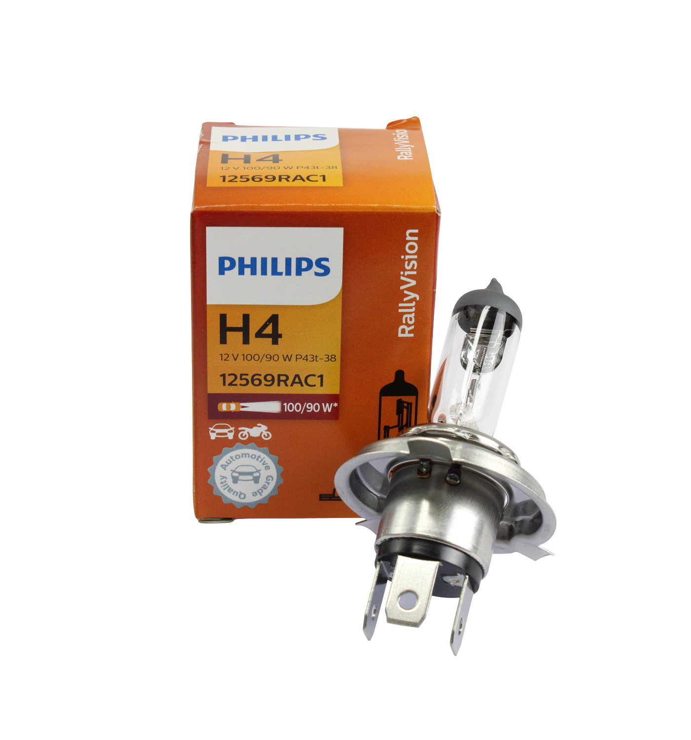 Genuine PHILIPS Rally Vision Headlight H4 Globe 12V 100 90W