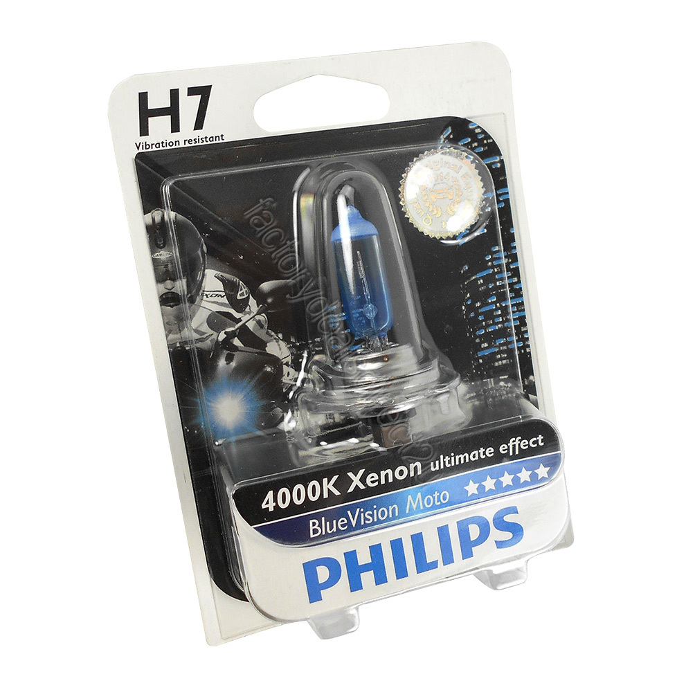 Genuine PHILIPS Motorcycle Blue Vision Headlight Bulb H7 ...