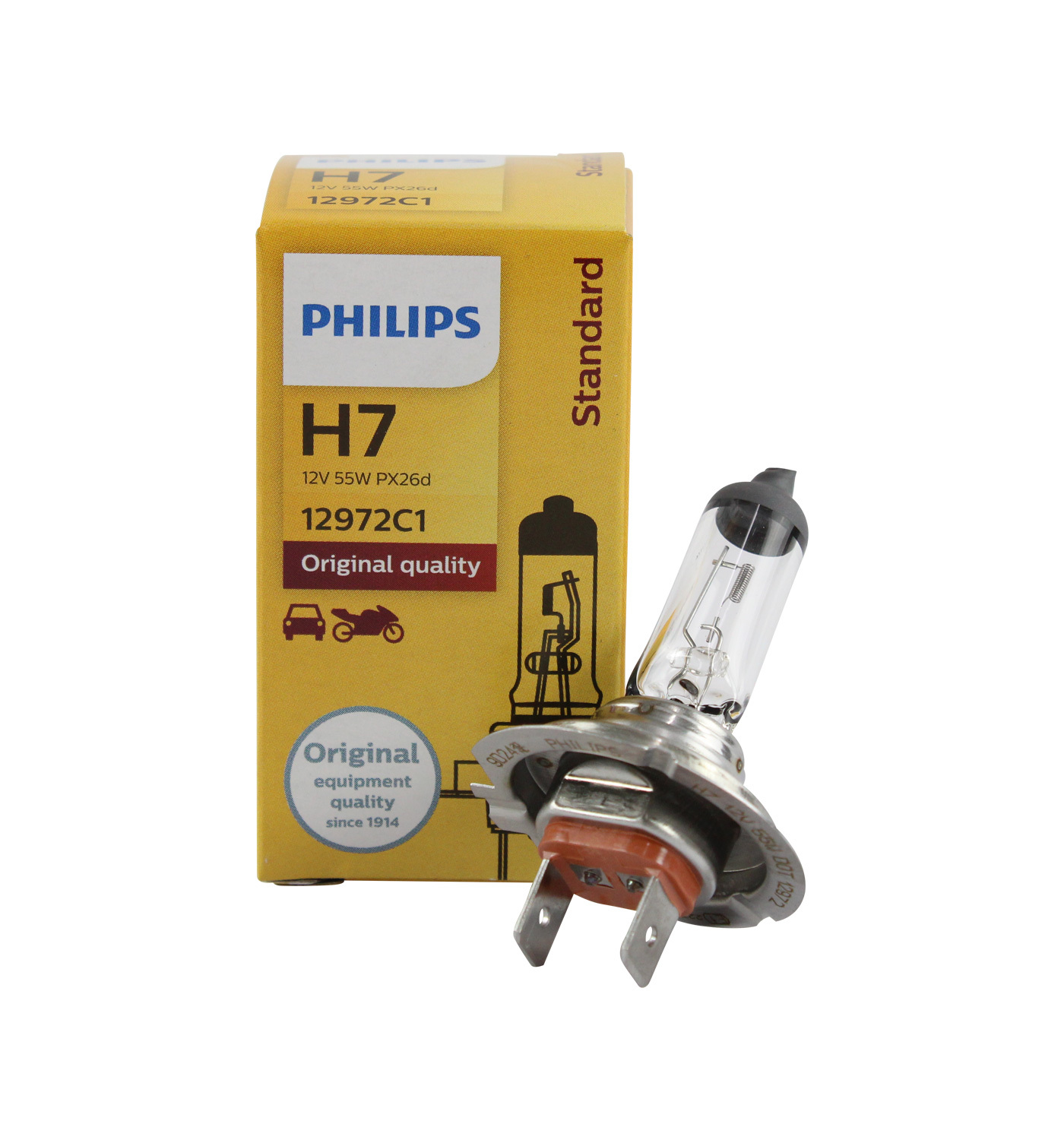 Genuine PHILIPS Standard Headlight Globe H7 12V 55W - Single Bulb
