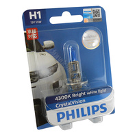Genuine PHILIPS Crystal Vision Headlight Bulb H1 12V 55W P14.5S - Single Bulb #12258CVB1