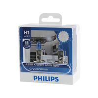 Genuine PHILIPS Crystal Vision Headlight Bulb H1 12V 55W T10 LED - Twin Pack #12258CVSL