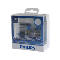 Genuine PHILIPS Crystal Vision Headlight Bulb H3 12V 55W T10 Parker - Twin Pack #12336CVSM