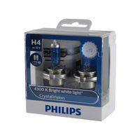 Genuine PHILIPS Crystal Vision Headlight H4 12V 60/55W T10 LED Parker Twin Pack #12342CVSL
