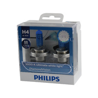 Genuine PHILIPS Diamond Vision Headlight Bulbs H4 12V 60/55W T10 LED - Twin Pack #12342DVSL