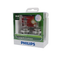 Genuine PHILIPS LongLife EcoVision Headlight H4 12V 60/55W Twin Pack #12342LLECOS2