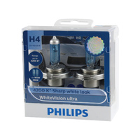 Genuine PHILIPS White Vision Ultra 4200k H4 12V 60/55W Globes - Twin Pack #12342WVUSM