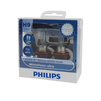 Genuine PHILIPS White Vision Ultra 4200k H9 12V 65W Globes - Twin Pack #12361WVUSM