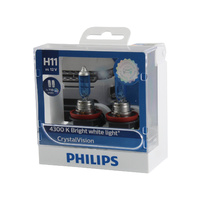 Genuine PHILIPS Crystal Vision Headlight Bulb H11 12V 55W T10 LED - Twin Pack #12362CVSL