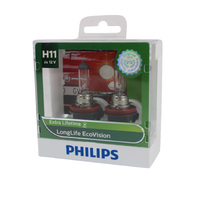 Genuine PHILIPS LongLife EcoVision Headlight H11 12V 55W Twin Pack #12362LLECOS2