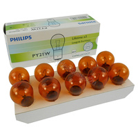 Genuine PHILIPS Eco Vision Amber Indicator Bulb 12V 21W (PY21W BAU15s)- 10 PACK #12496LLECOCP