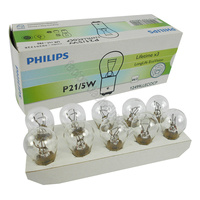 Genuine PHILIPS Eco Vision Stop Tail Bulb 12V P21/5W BAY15d - 10 PACK #12499LLECOCP
