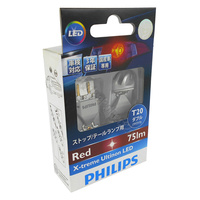 Genuine PHILIPS Red LED Stop Tail Bulb - 12V T20 W21/5W -Twin Pack #12768X2