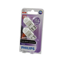 Genuine PHILIPS Vision Red LED Stop Light Wedge Bulbs 12V T20 W21/5 - Twin Pack #12835REDB2