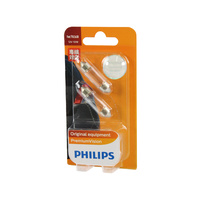 Genuine PHILIPS Premium Vision Festoon Light Globe T10 12V 10W 5x38mm - 2 Pack #12854B2