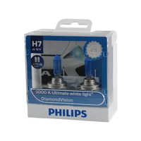Genuine PHILIPS Diamond Vision Headlight Bulbs H7 12V 55W T10 LEDS - Twin Pack #12972DVSL