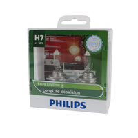 Genuine PHILIPS LongLife EcoVision Headlight H7 12V 55W Twin Pack #12972LLECOS2
