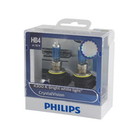 Genuine PHILIPS Crystal Vision Headlight Bulb HB4 12V 60W T10 Parker - Twin Pack #9006CVSM