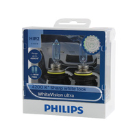 Genuine PHILIPS White Vision Ultra 4200k HIR2 12V 55W Globes - Twin Pack #9012WVUSM