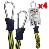 Flat Bungee Straps with Carabiners 105cm Long x 18mm Wide - Pack of 4 Yellow #FBC105 x4
