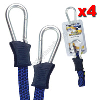 Flat Bungee Straps with Carabiners 45cm Long x 18mm Wide - Pack of 4 Blue #FBC45 x4