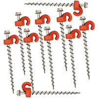 Outback Tracks G2 Ground Dogs 250mm Stainless Steel Screw Peg - Pack Of 10 #G2GD1W_x10