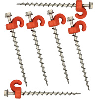 Outback Tracks G2 Ground Dogs 250mm Stainless Steel Screw Peg - Pack Of 6 #G2GD1W_x6