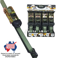 Ratchet Tie Downs Heavy Duty 530kg 32mm x 3.6m Strap Meets Aus Stds - 4 Pack #GXRTD32364