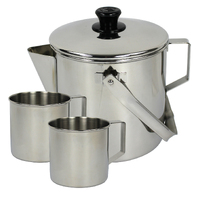 Zebra Stainless Steel Mug & Kettle Set, 2L Kettle & 2 x 500ML Mugs #SUP113114, SUP110009x2