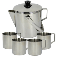 Zebra Stainless Steel Mug & Kettle Set, 2L Kettle & 4 x 500ML Mugs #SUP113114, SUP110009x4