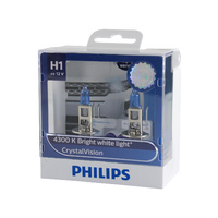 Genuine PHILIPS Crystal Vision Headlight Bulb H1 12V 55W T10 Parker - Twin Pack #Z12258CVSM