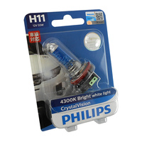 Genuine PHILIPS Crystal Vision Headlight Bulb H11 12V 55W PGJ19-2 - Single Bulb #Z12362CVB1